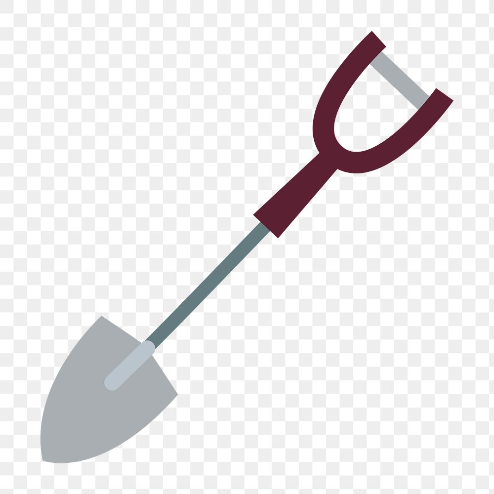 Png cute gardening shovel illustration, transparent background
