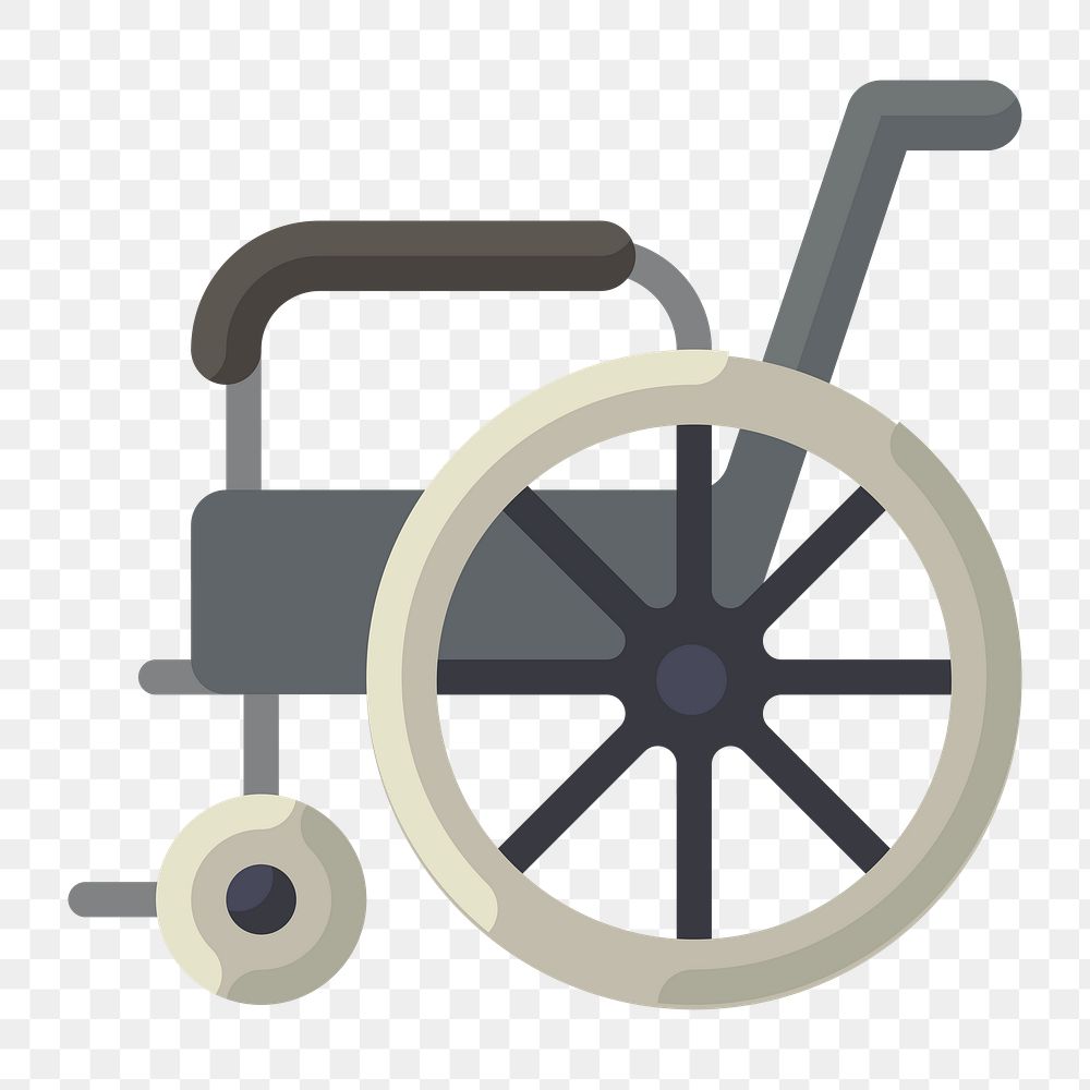 Png cute gray wheelchair icon, transparent background