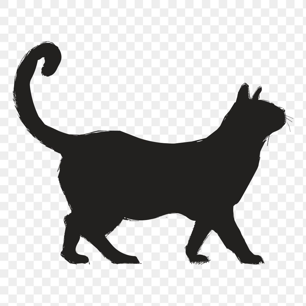 Png elegant cat silhouette, transparent background