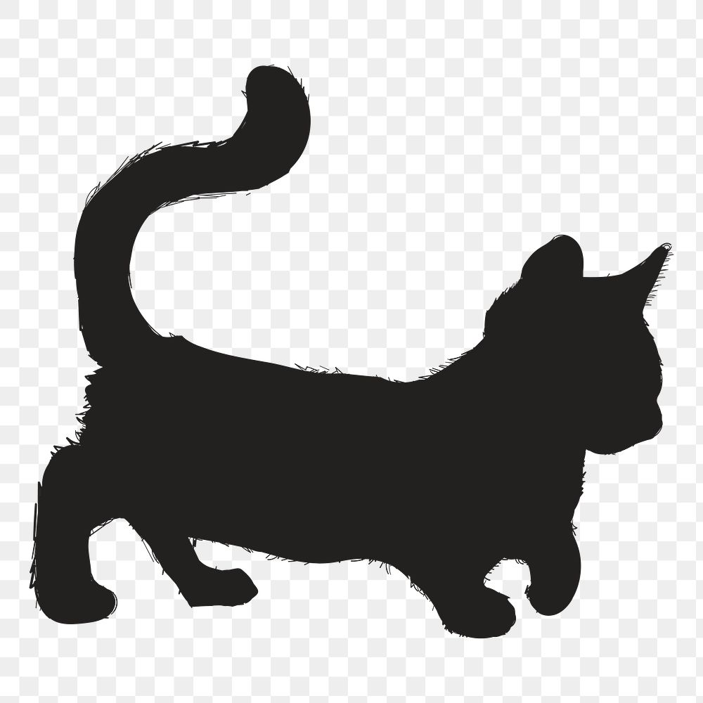 Png kitten silhouette, transparent background