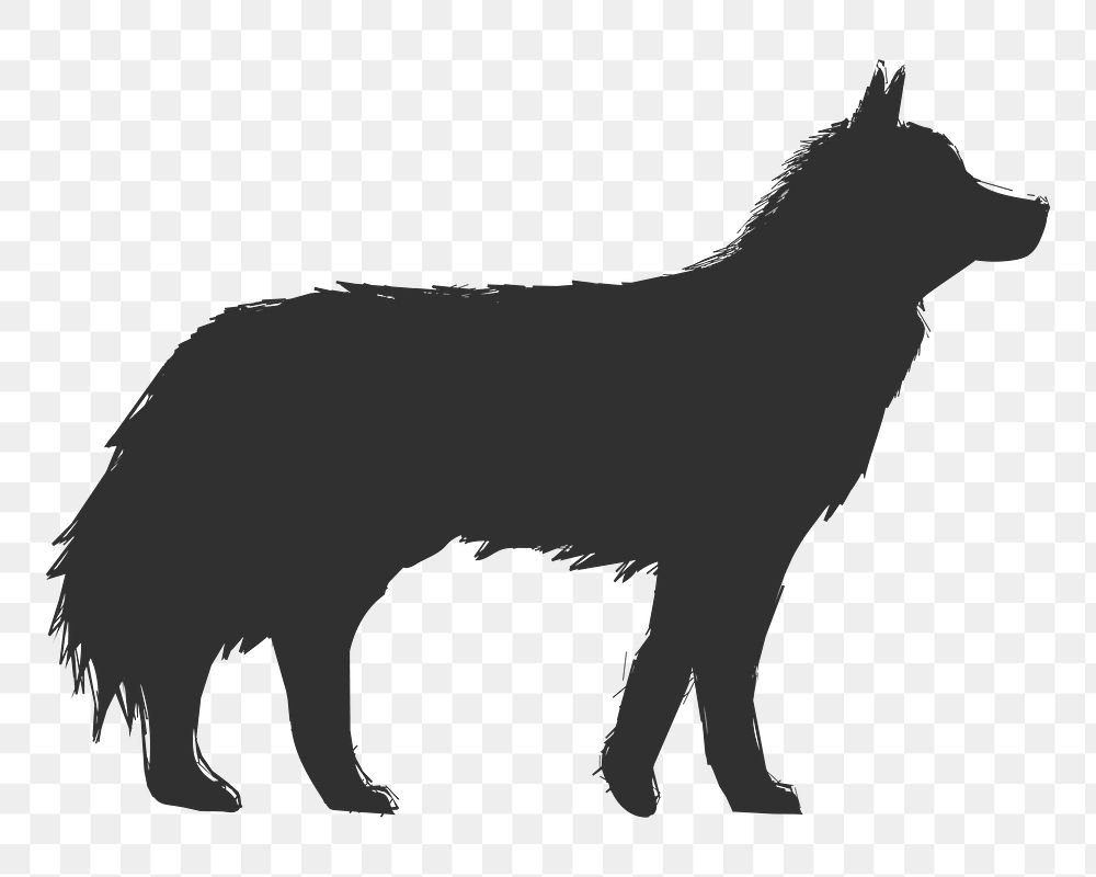 Png siberian huskey dog silhouette, transparent background