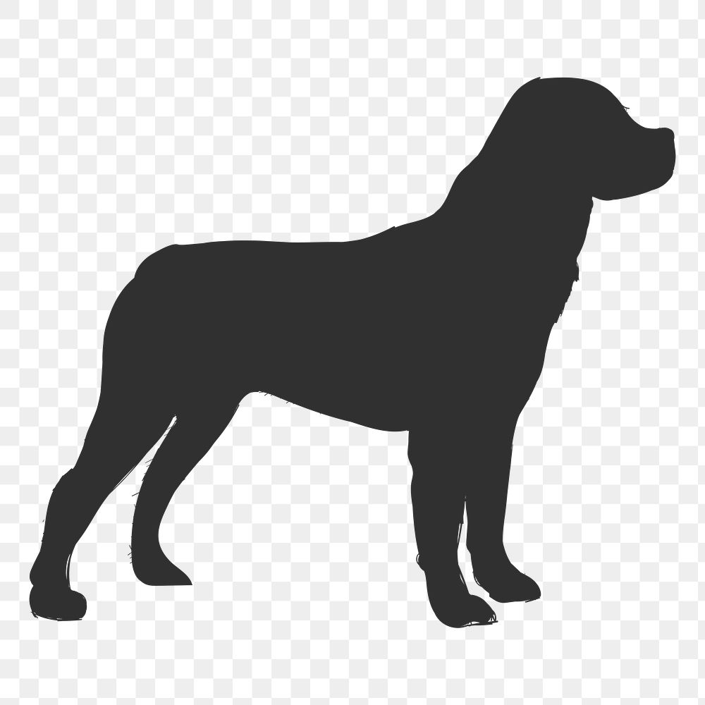 Png rottweiler dog silhouette, transparent background