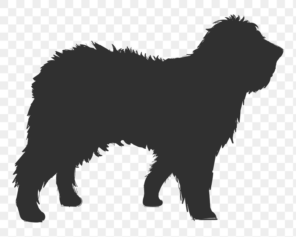Png old english sheepdog silhouette, transparent background