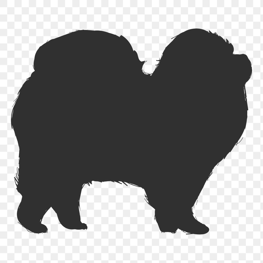 Png pomeranian dog silhouette, transparent background