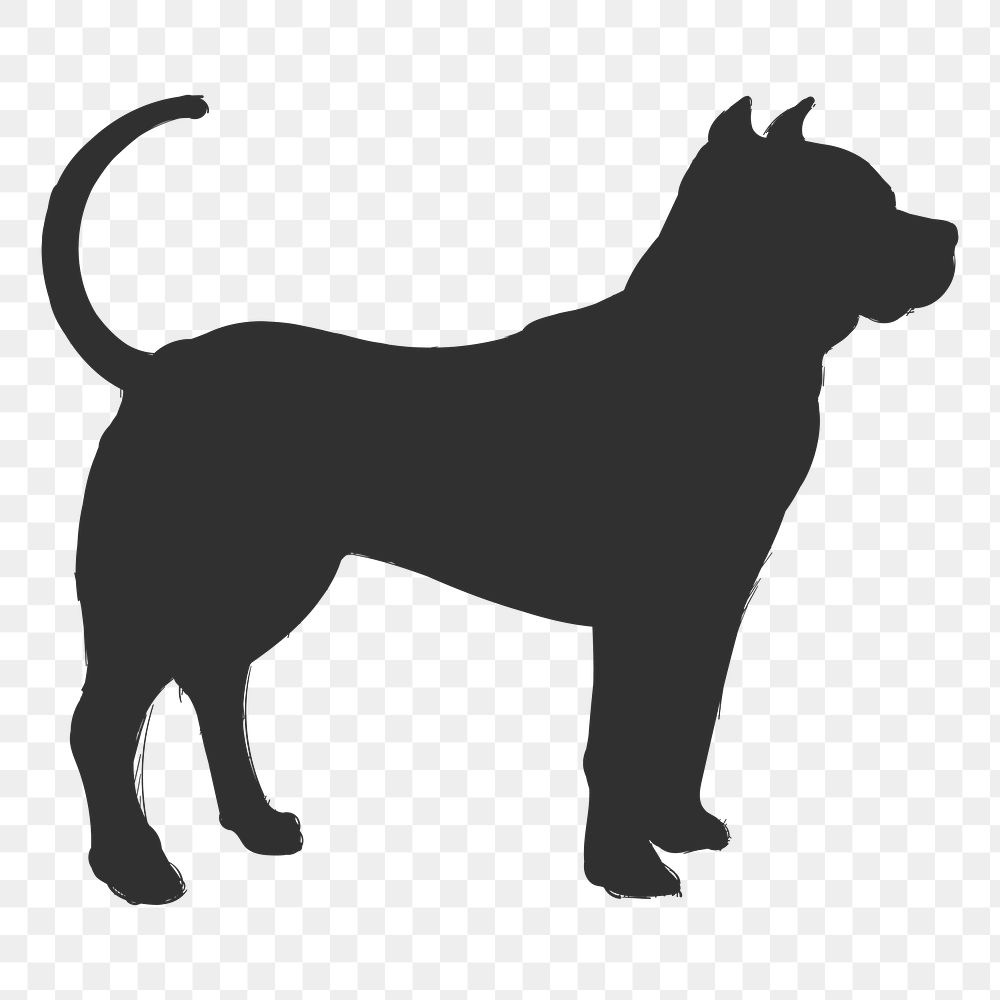 Png pitbull dog silhouette, transparent background