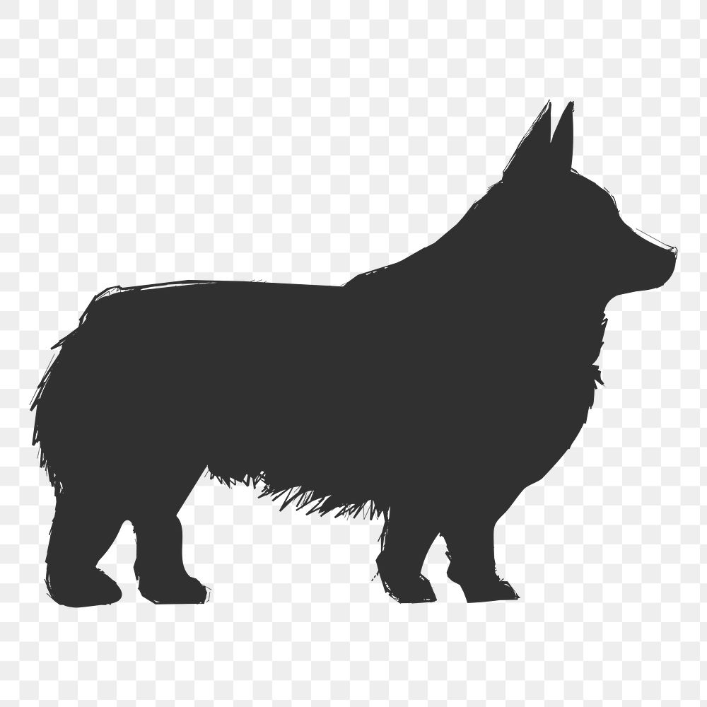 Png welsh corgi dog silhouette, transparent background