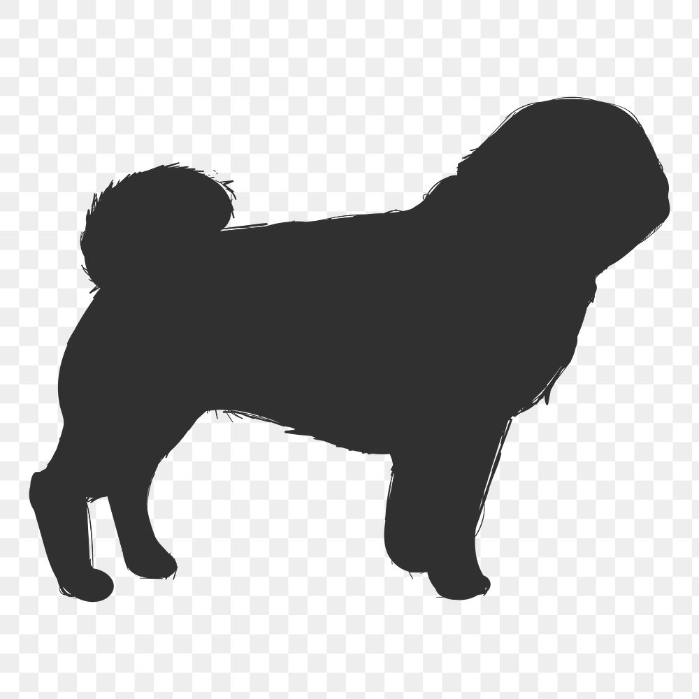 Png pug dog silhouette, transparent background