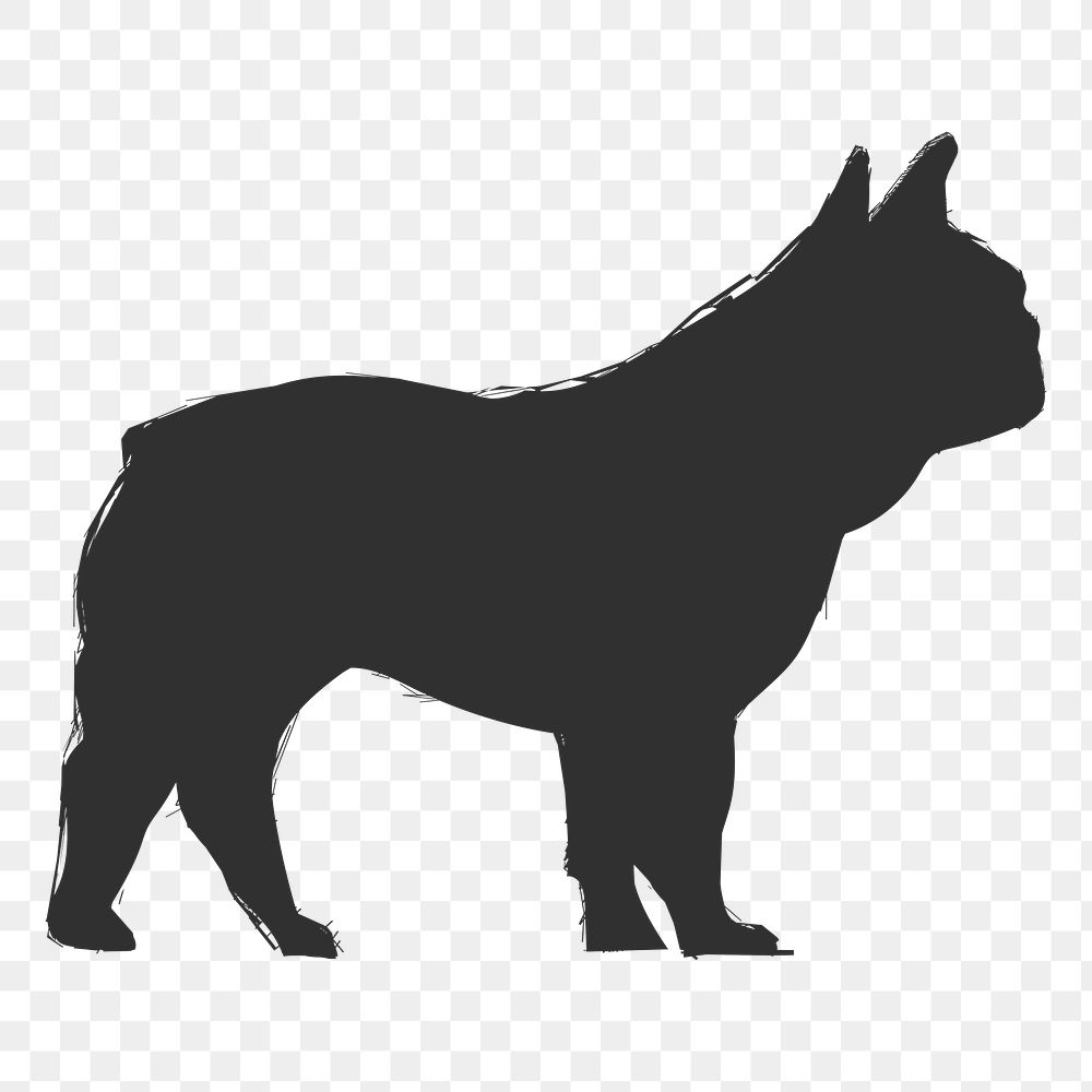 Png french bulldog silhouette, transparent background
