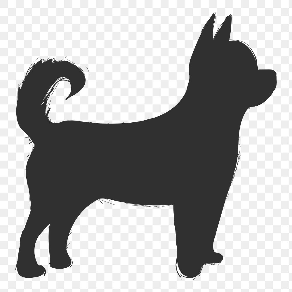 Png chihuahua dog silhouette, transparent background