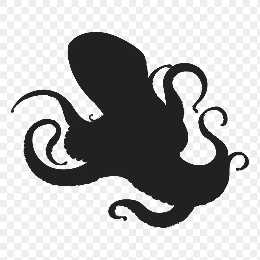 Png giant octopus silhouette, transparent background