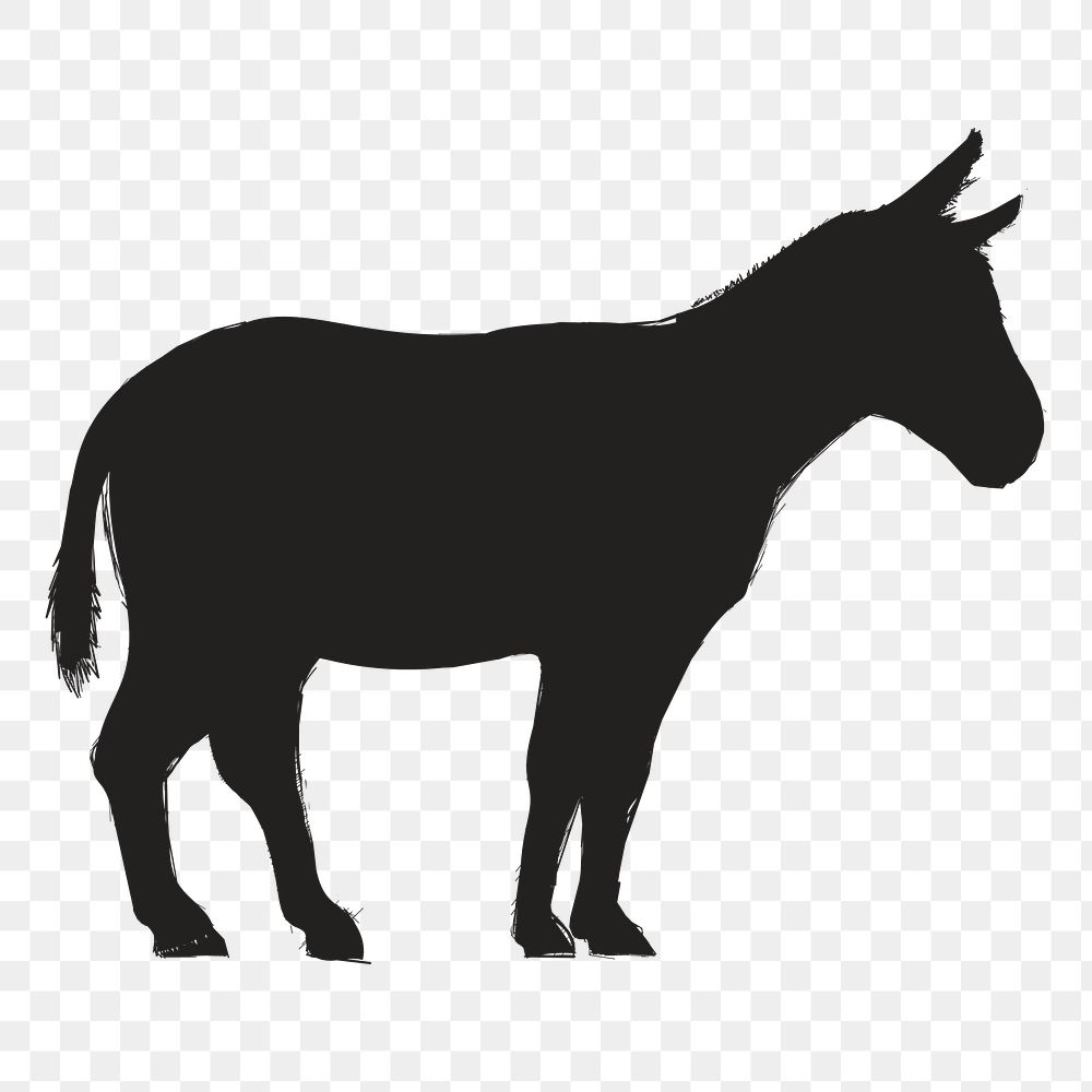 Png donkey silhouette, transparent background
