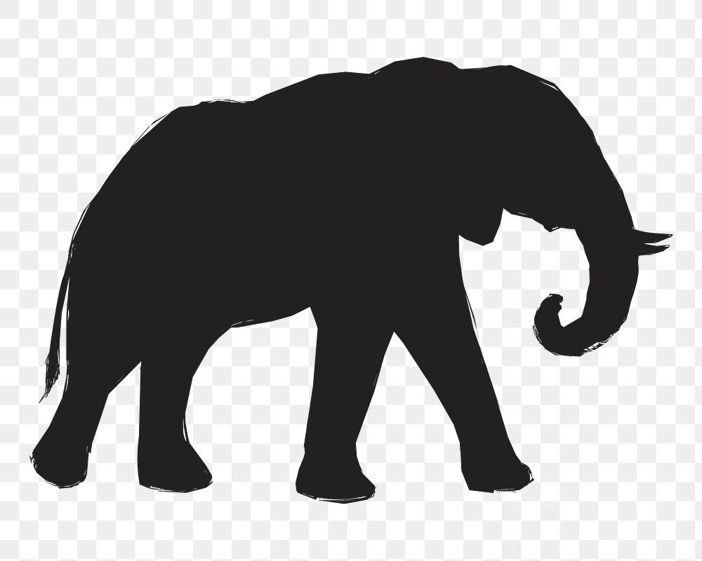 Png elephant silhouette, transparent background