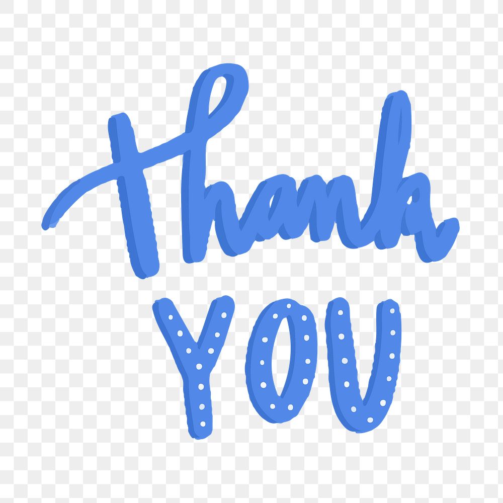 Thank you typography png, transparent background