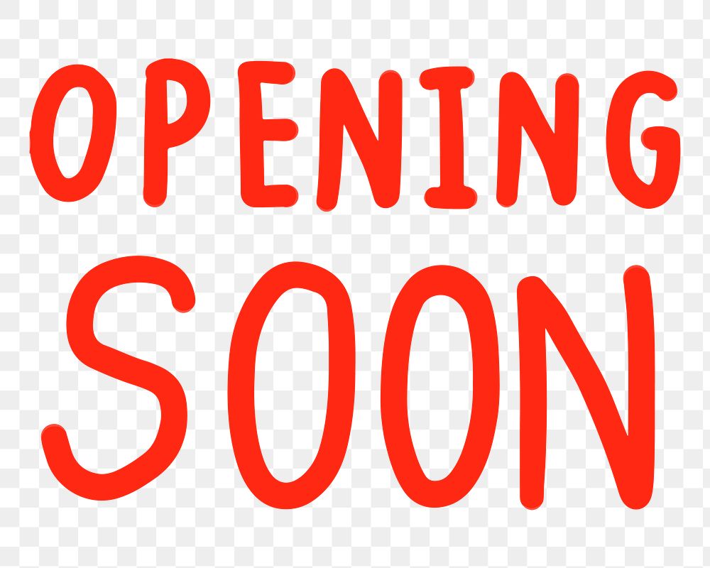 Opening soon typography png, transparent background