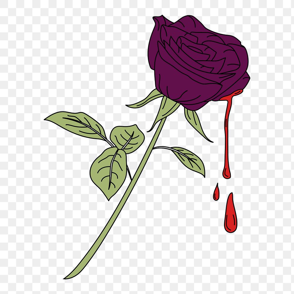 Png Bleeding rose element, transparent background