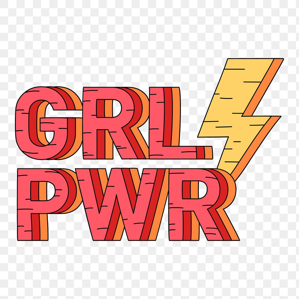 Png Grl Pwr girl power word element, transparent background