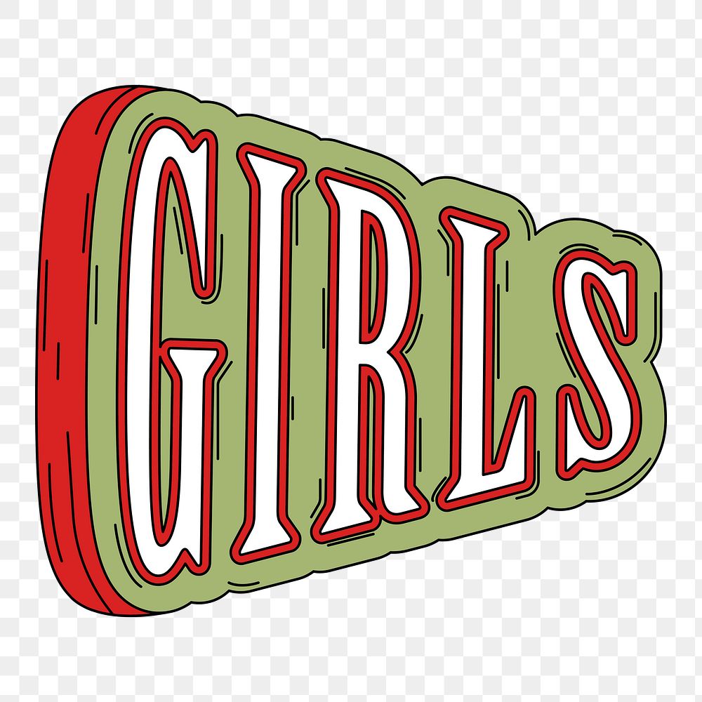 Png Girls typography element, transparent background