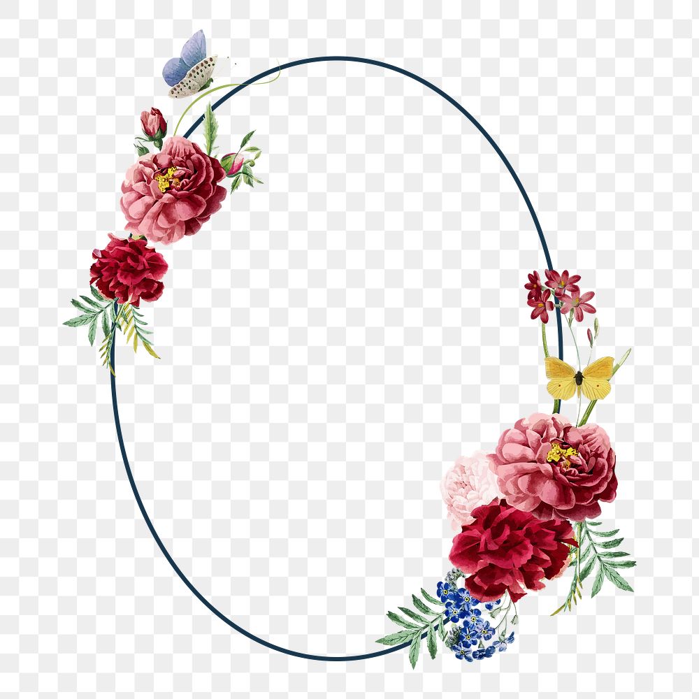Flower geometric png frame, transparent background