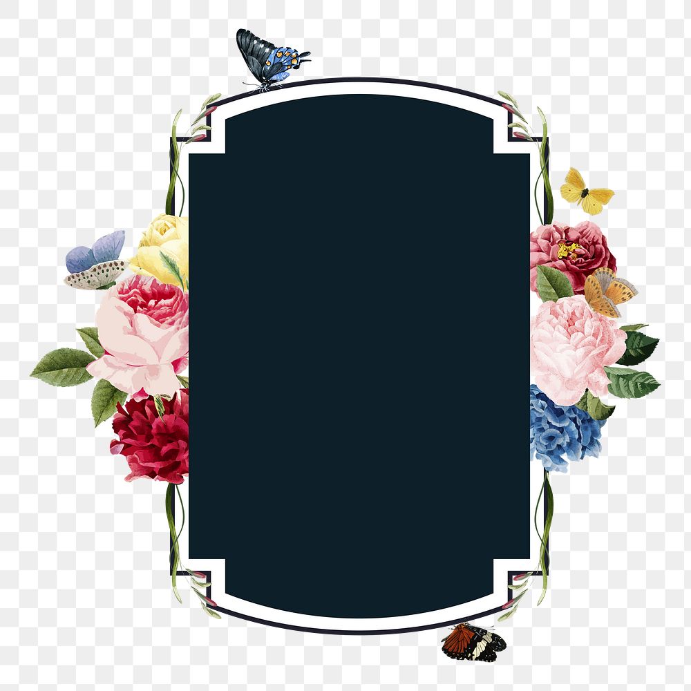 Aesthetic flowers png badge, transparent background