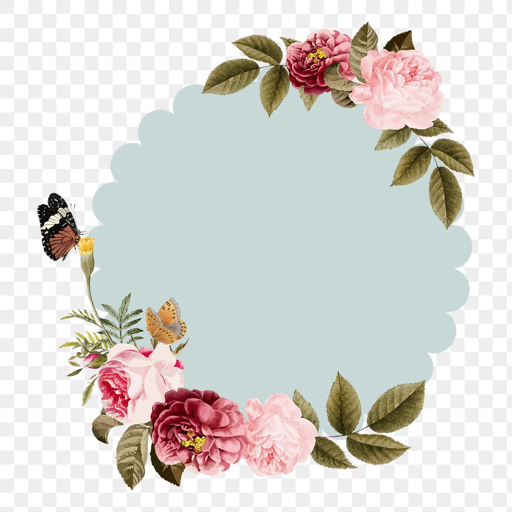 Aesthetic flowers png badge, transparent background