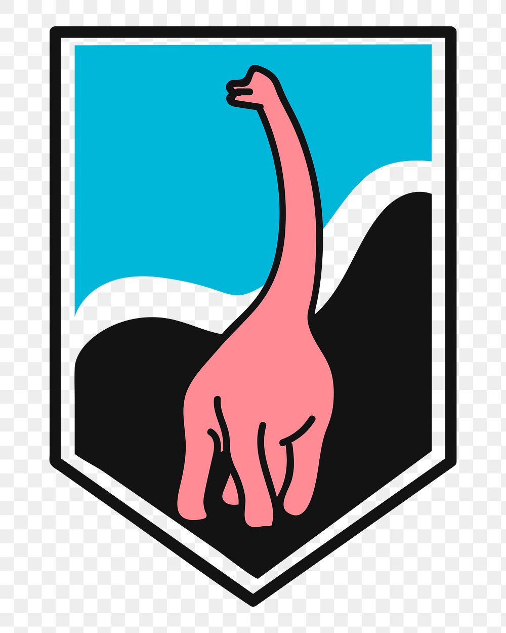 Dinosaur badge png, transparent background