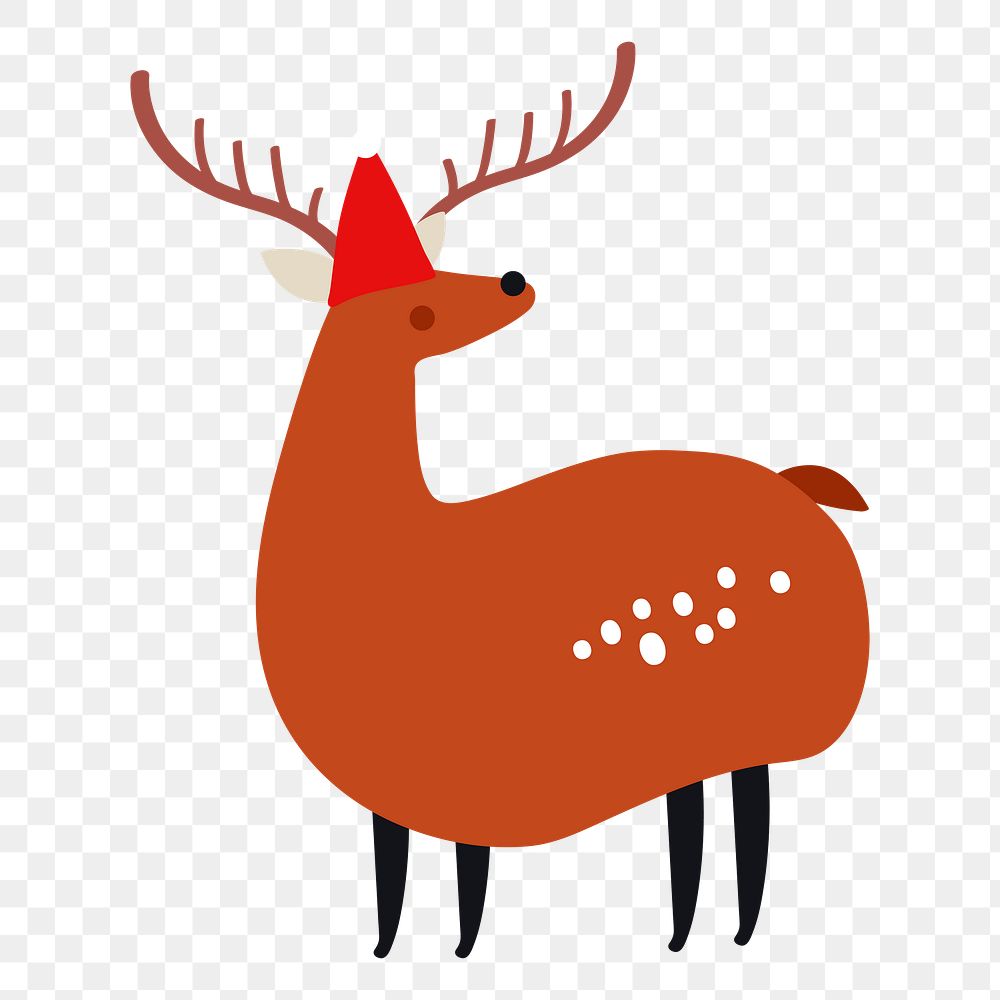 Png Christmas reindeer doodle element, transparent background