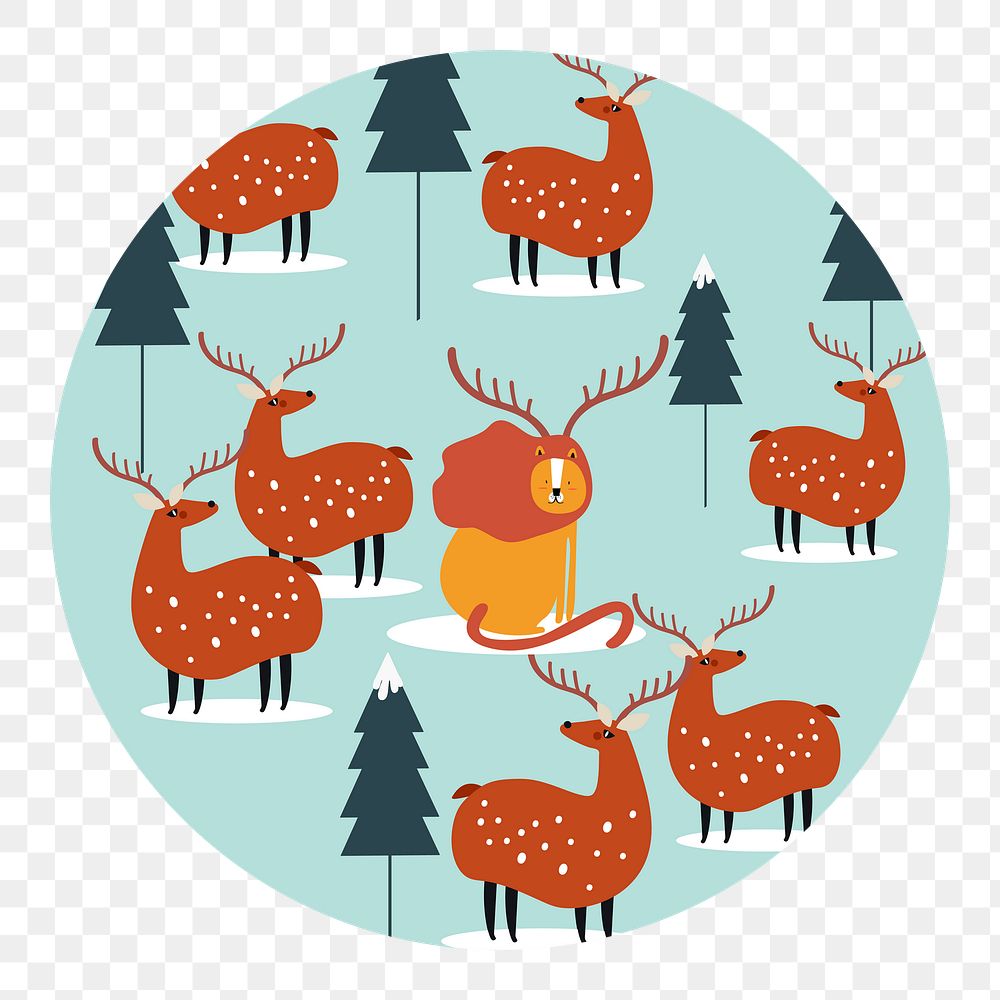 Png Reindeer & lion element, transparent background