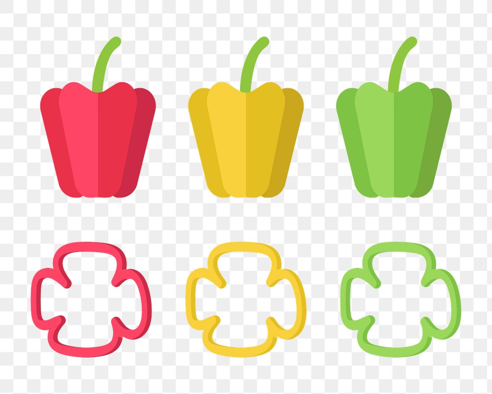 Png  colorful bell peppers  sticker, transparent background