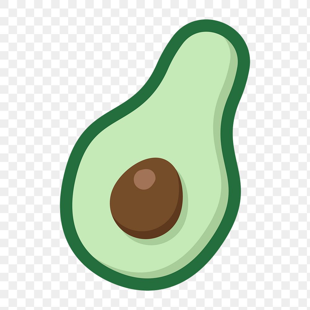 Png  cute half avocado sticker, transparent background
