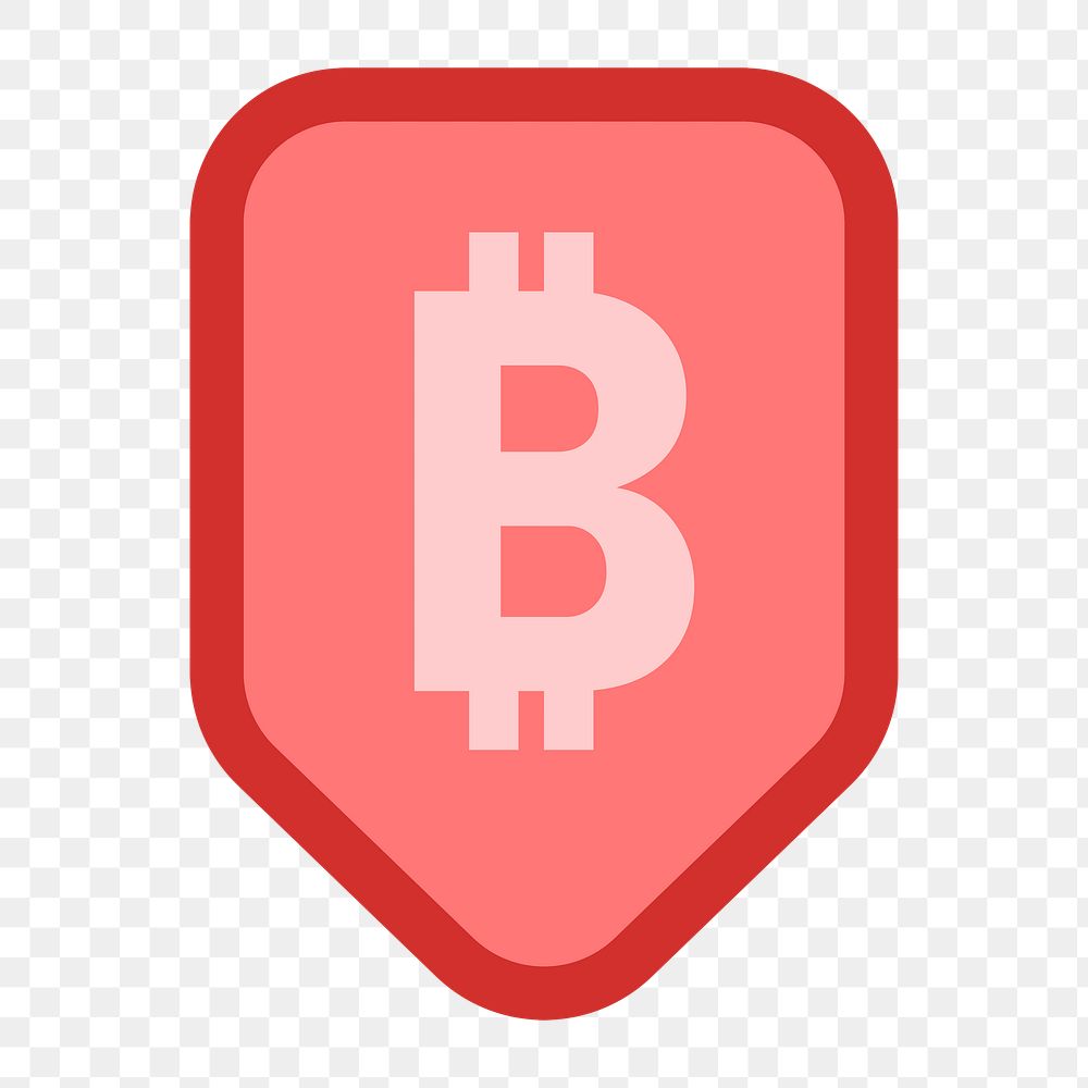 Png red Bitcoin cryptocurrency icon, transparent background