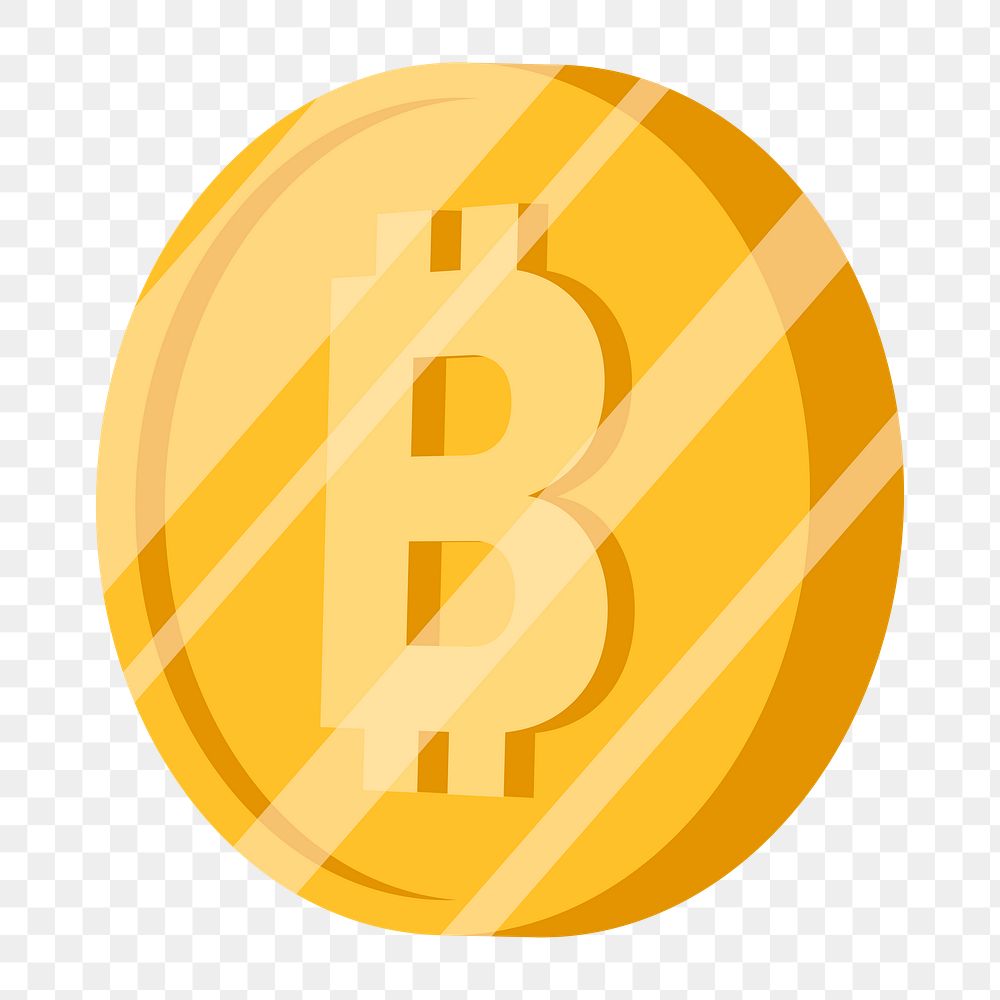 Png gold Bitcoin cryptocurrency  icon, transparent background