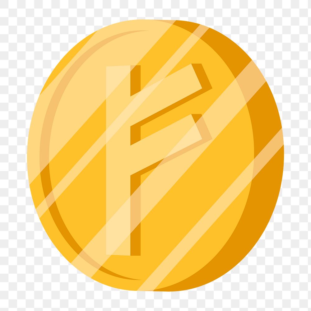 Png gold Auroracoin cryptocurrency icon, transparent background