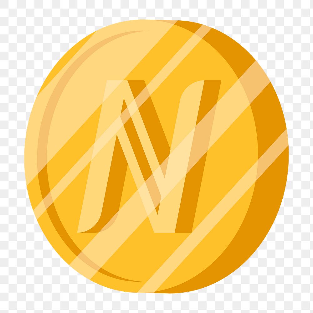 Png gold Namecoin cryptocurrency icon, transparent background