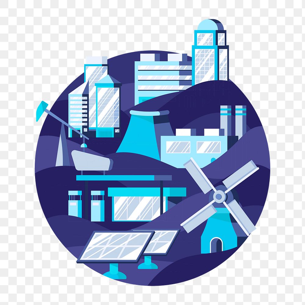 Png blue alternative energy icon, transparent background