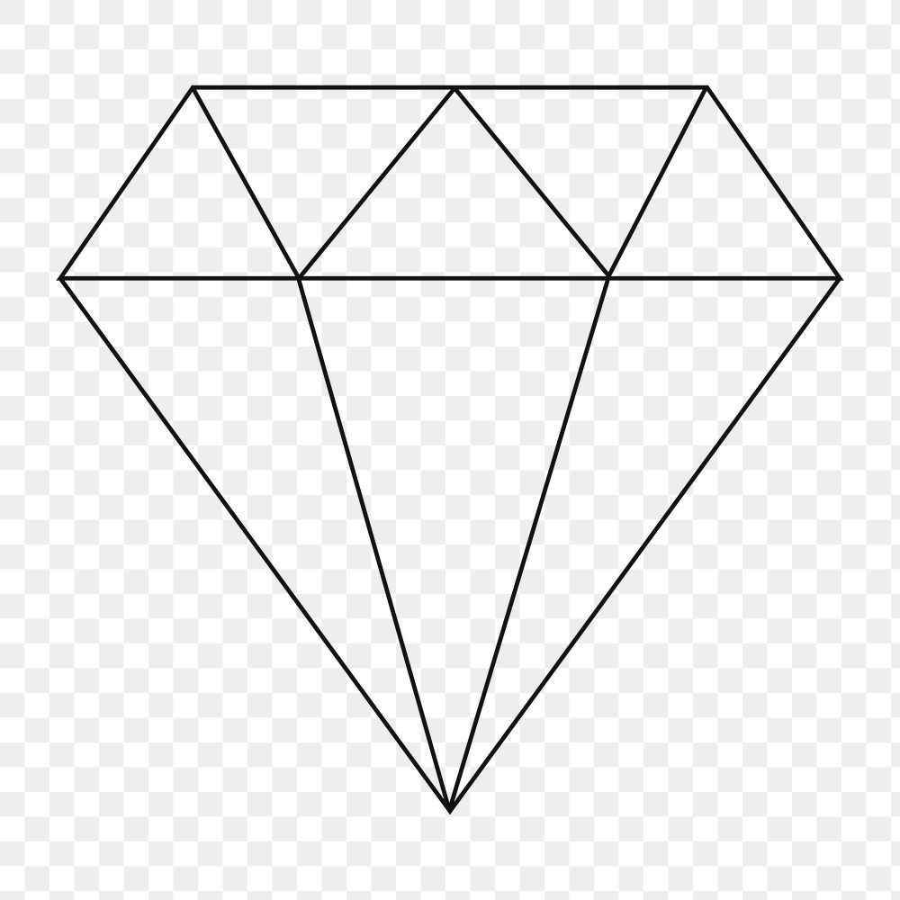 Png diamond geometric design element, transparent background
