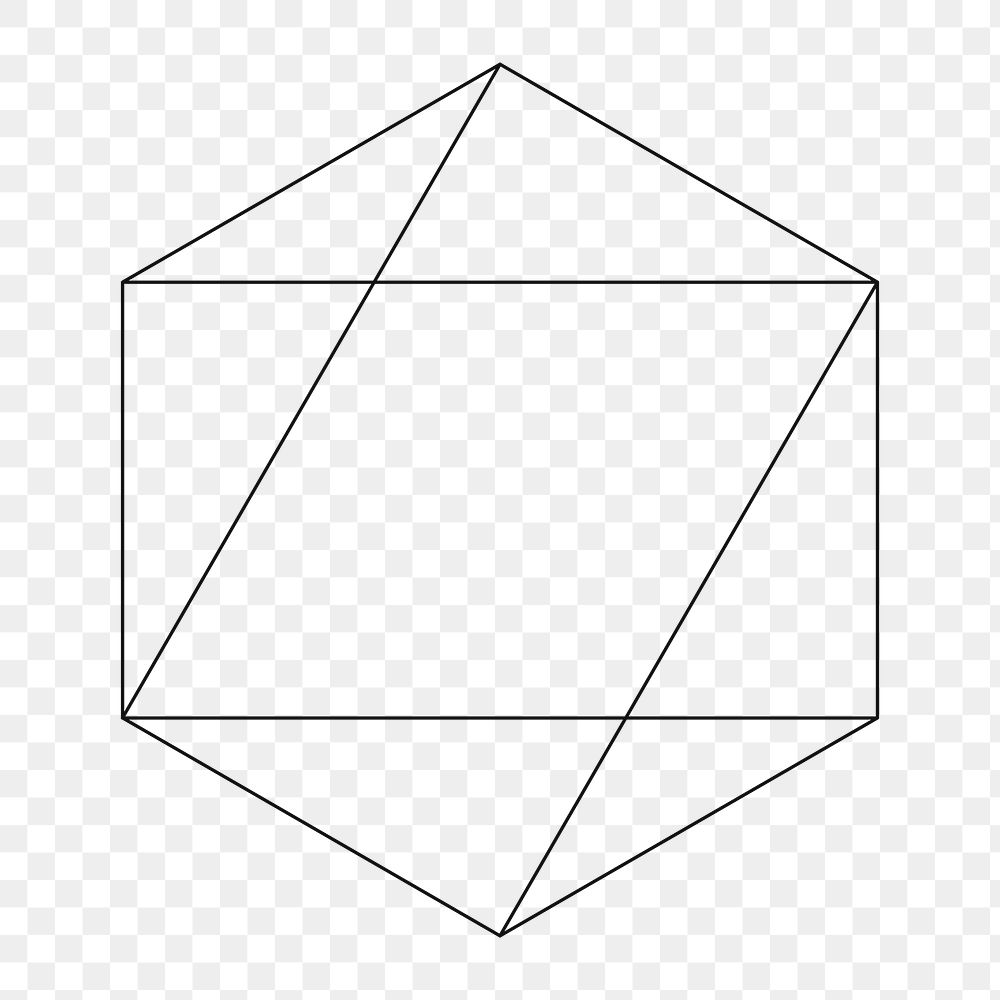 Png hexagon shape geometric element, transparent background