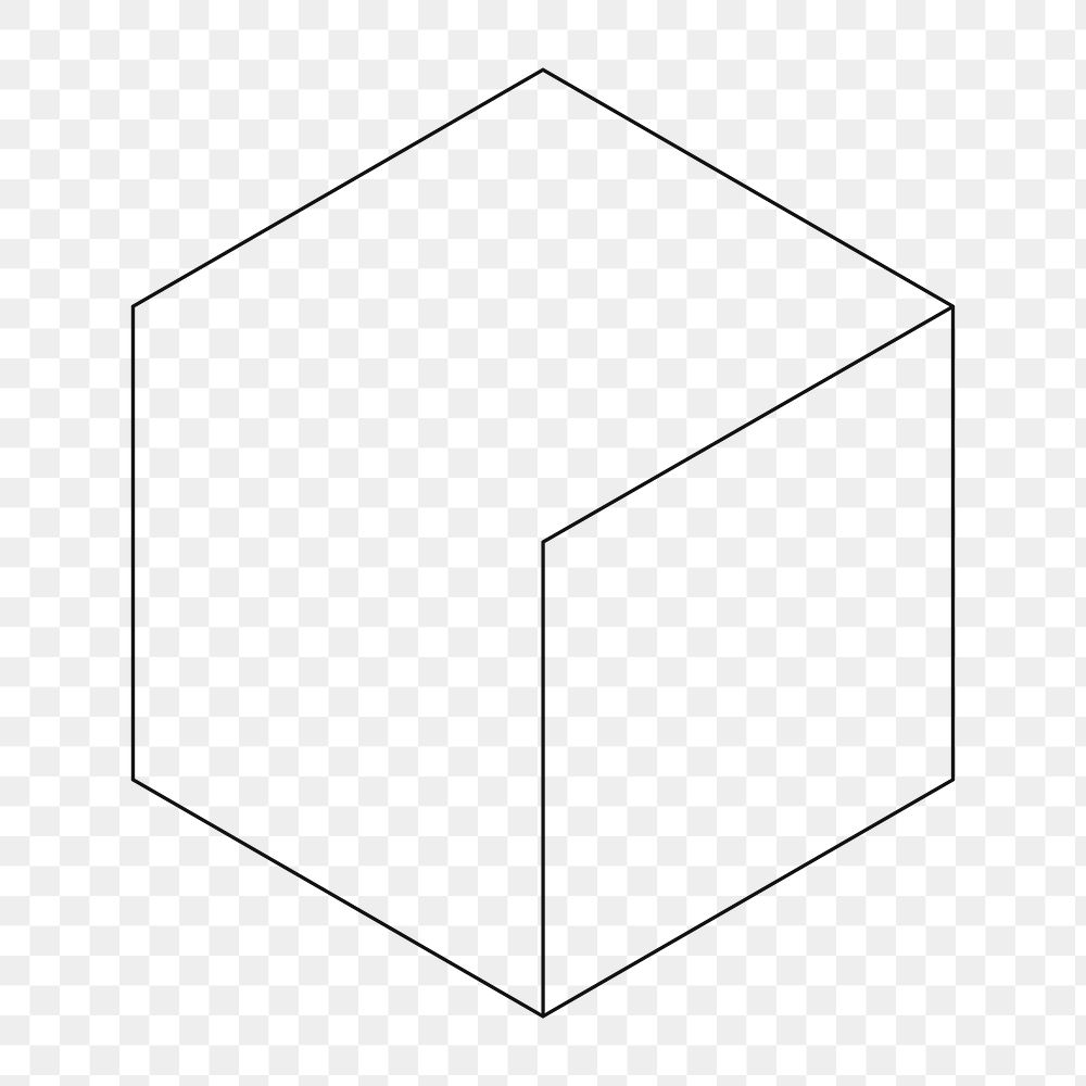 Png hexagon shape geometric element, transparent background