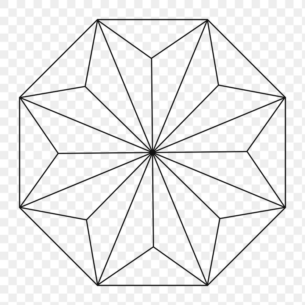 Png linear octagon geometric element, transparent background