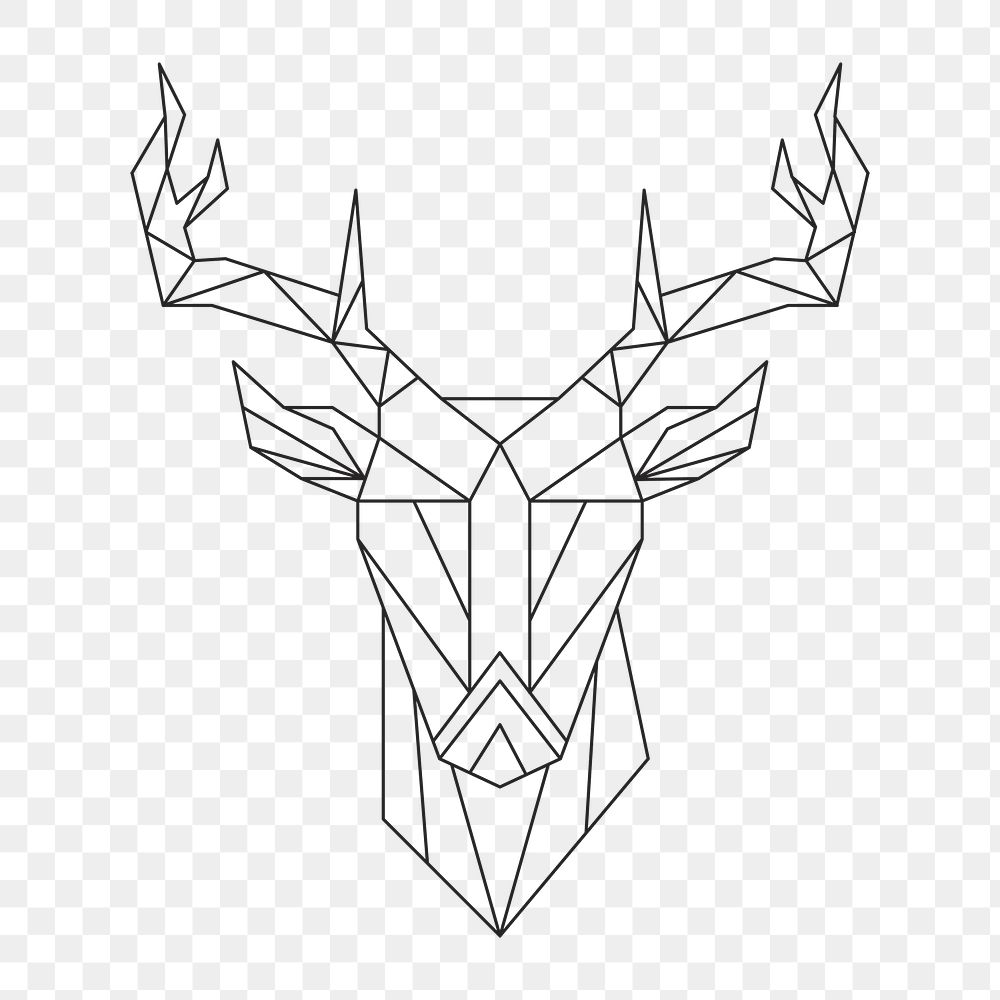 Png linear deer geometric element, transparent background