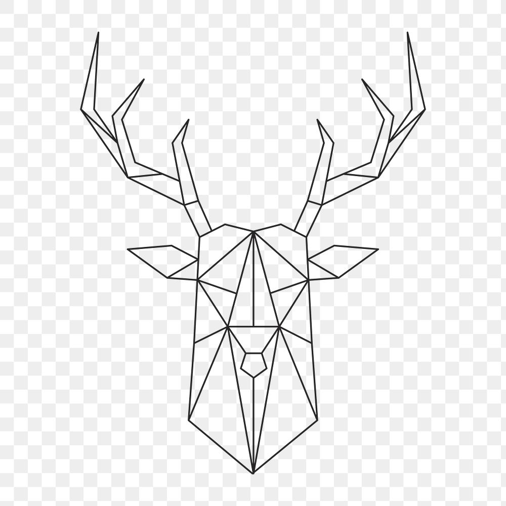 Png linear deer geometric element, transparent background