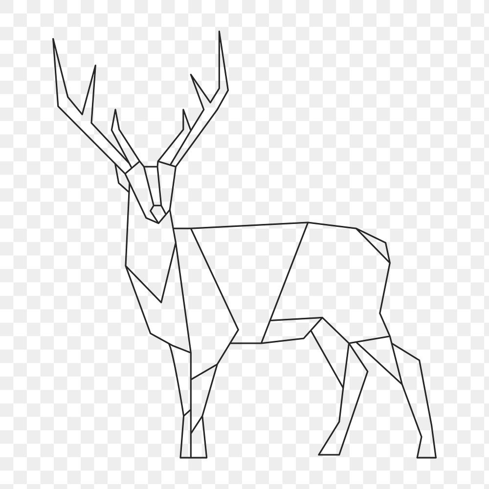 Png linear deer geometric element, transparent background