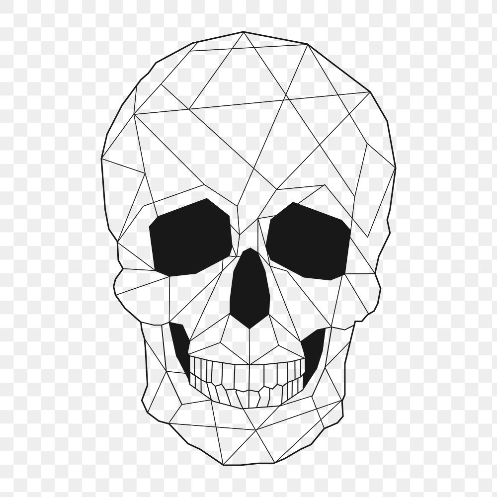 Png Linear illustration of a skull element, transparent background
