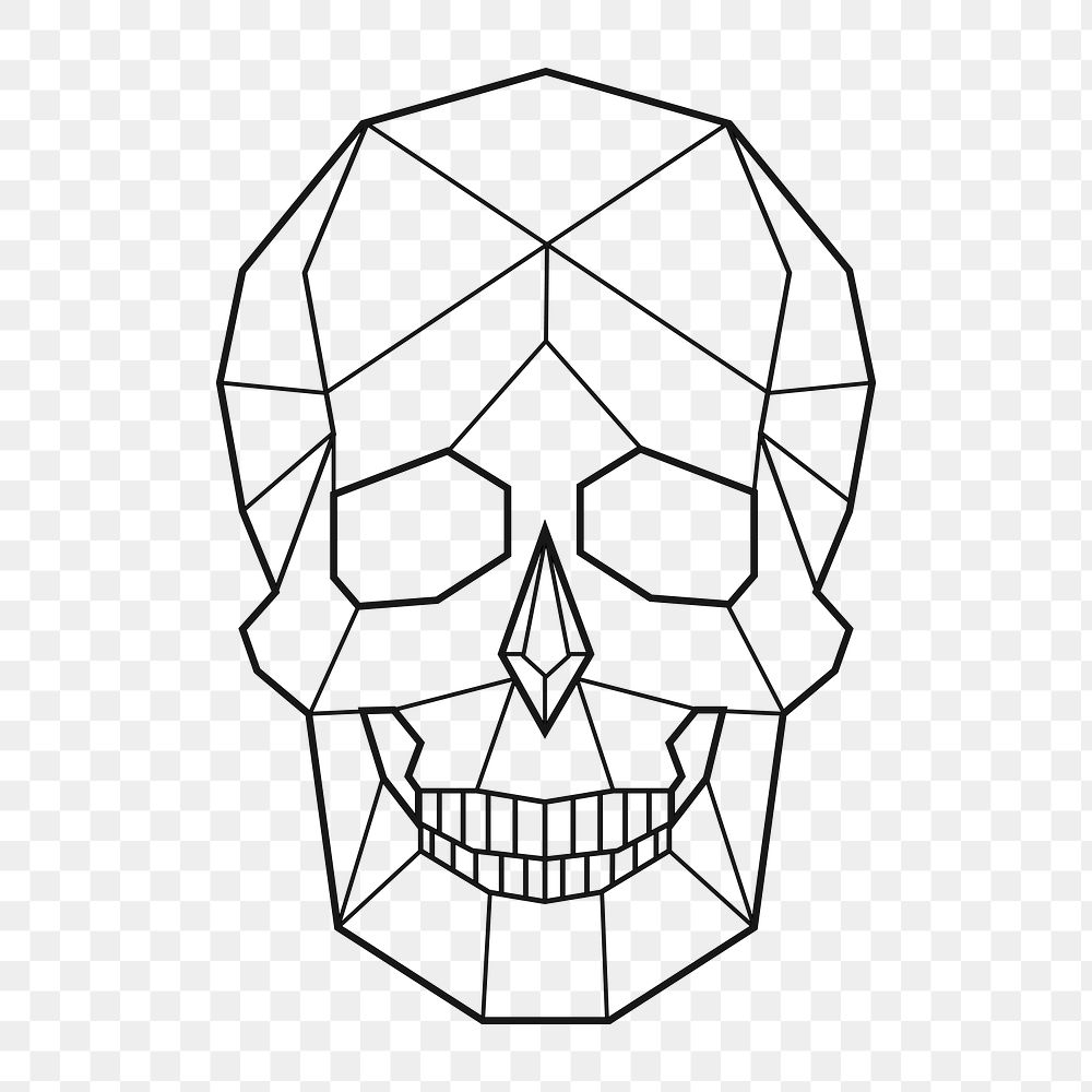 Png Linear illustration of a skull element, transparent background
