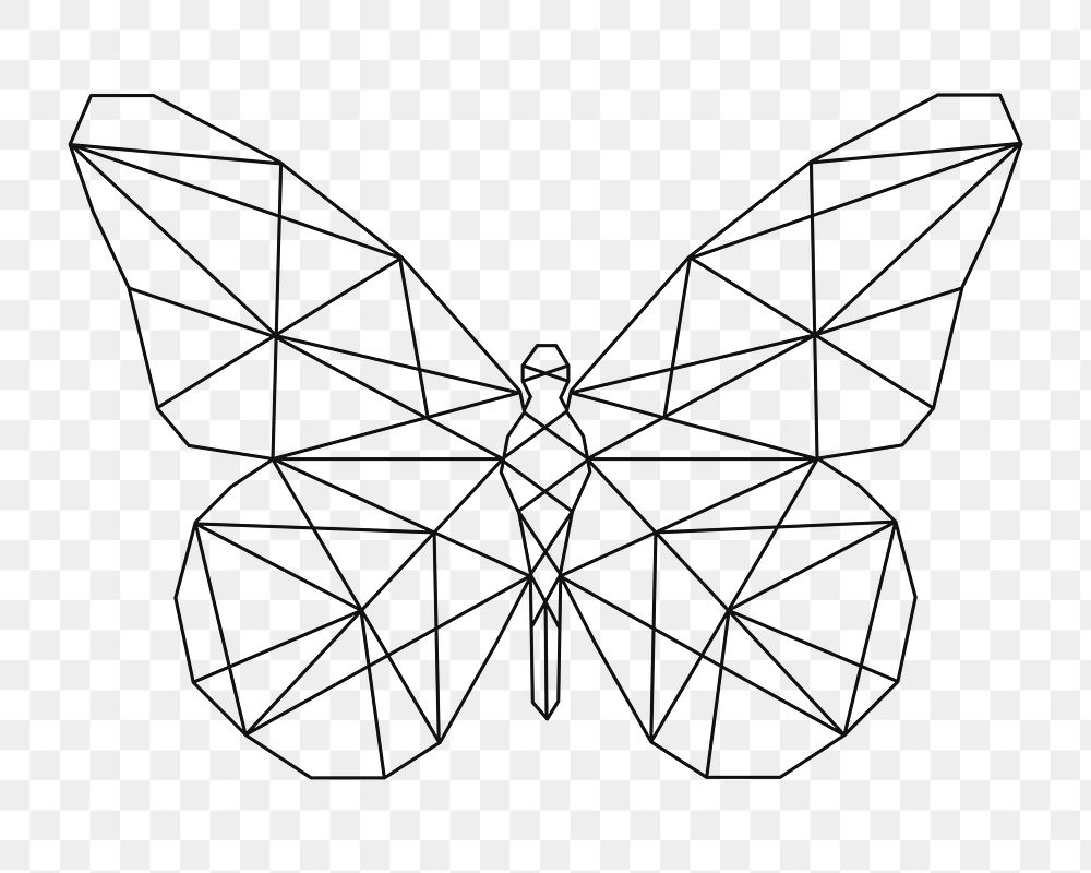 Png butterfly geometric lines element, transparent background
