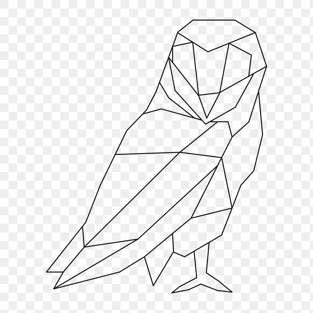 Png owl geometric lines element, transparent background
