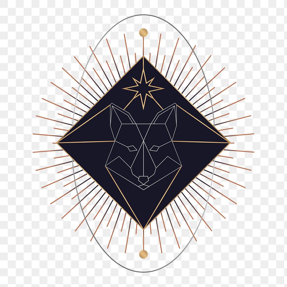 Png Geometric fox mystic symbol element, transparent background
