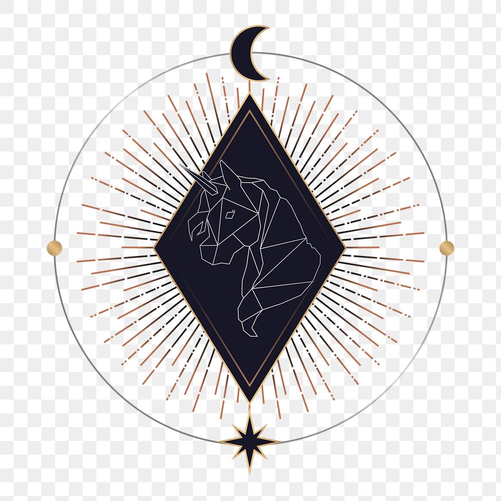 Png Geometric unicorn mystic symbol element, transparent background