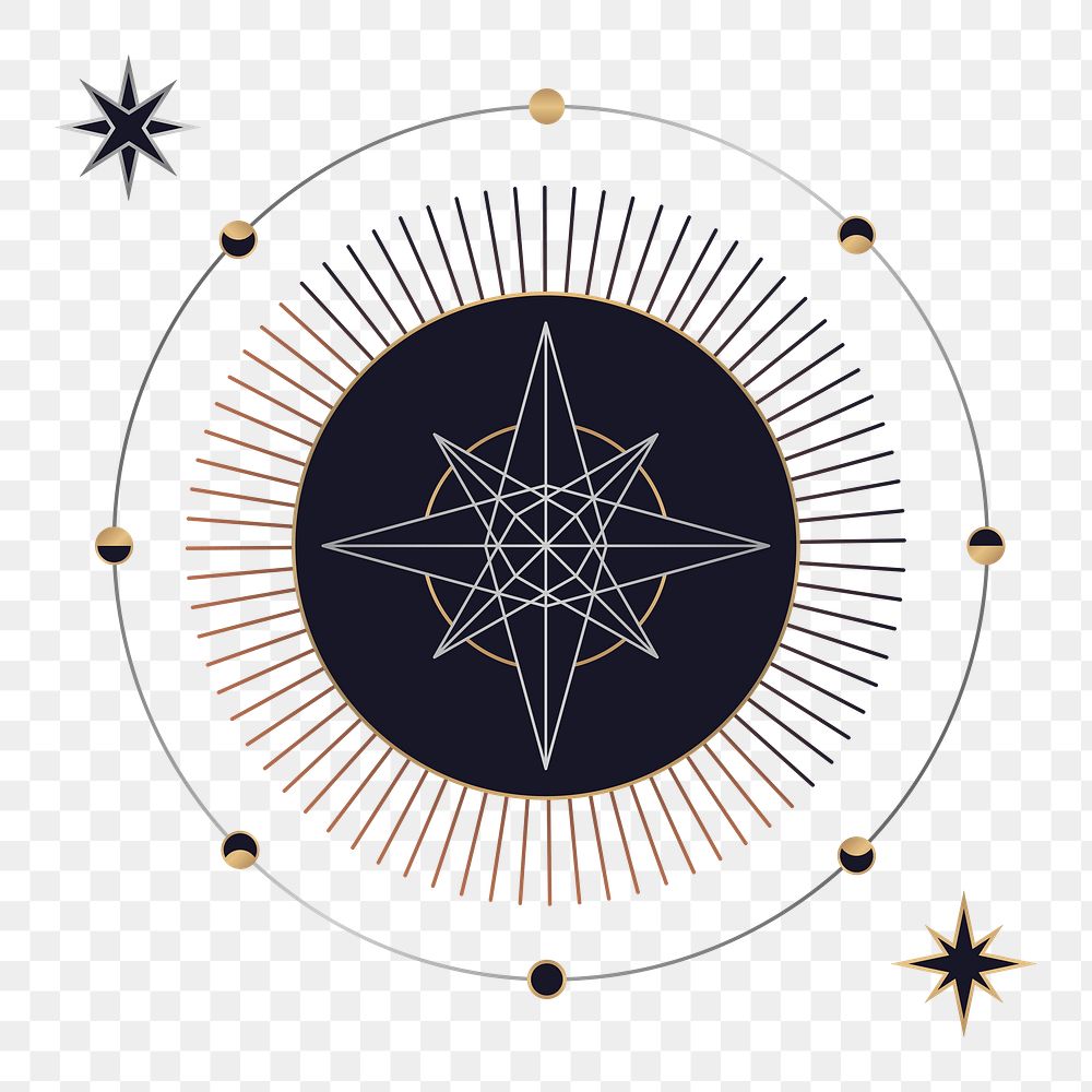 Png Geometric star mystic symbol element, transparent background