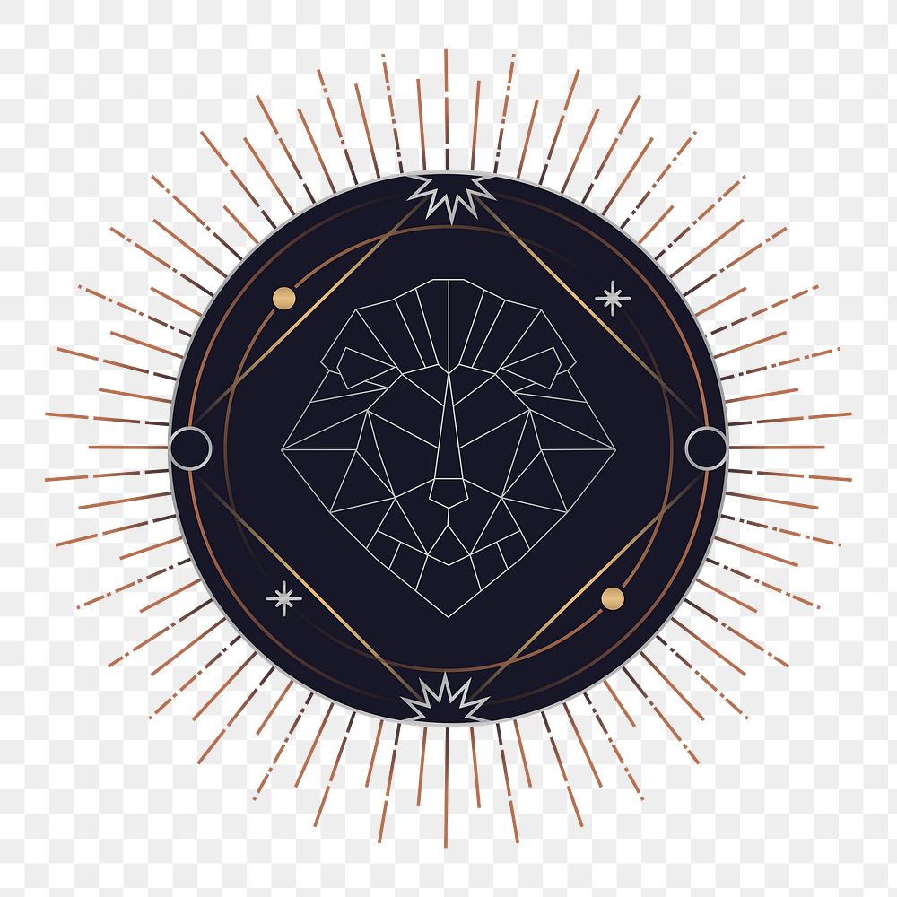 Png Geometric lion mystic symbol element, transparent background