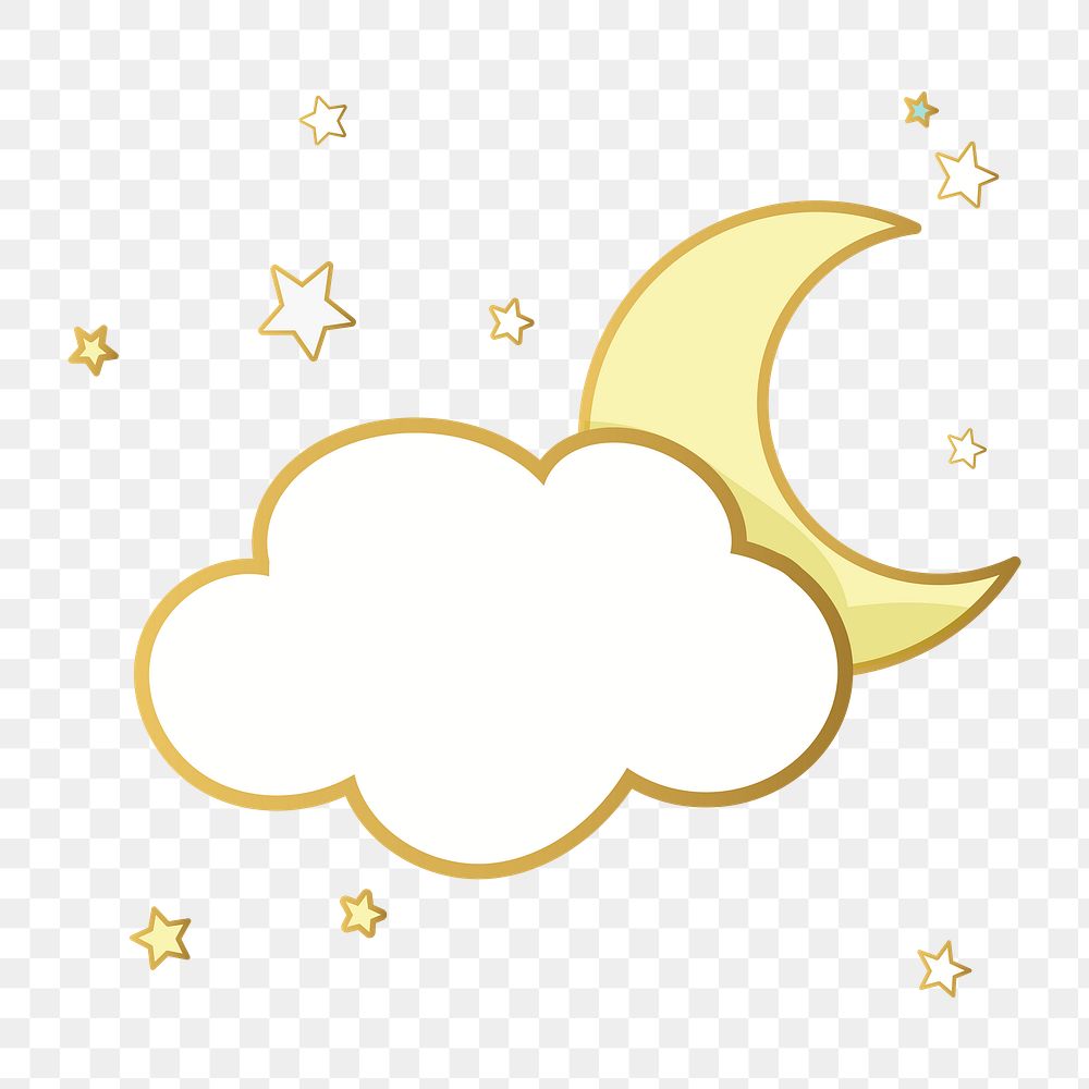 Png Cute cloud & moon sticker, transparent background
